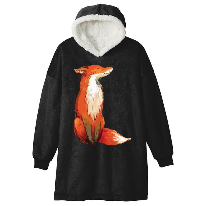 Fox Orange, Cute Watercolor Fox Hooded Wearable Blanket