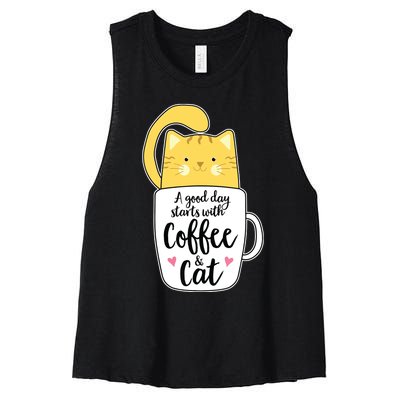 Funny Orange Cat Coffee Mug Cat Lover Women's Racerback Cropped Tank