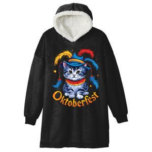 Funny Oktoberfest Cat Kitten Germany Hooded Wearable Blanket