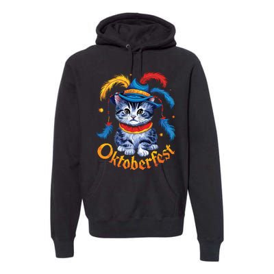 Funny Oktoberfest Cat Kitten Germany Premium Hoodie