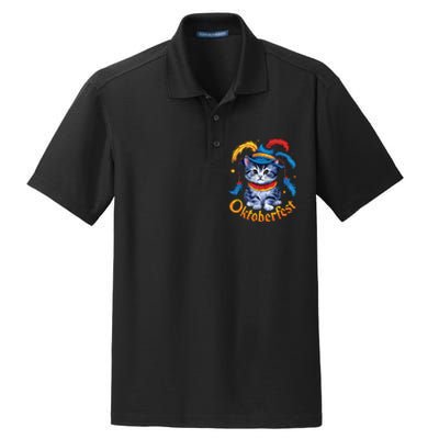 Funny Oktoberfest Cat Kitten Germany Dry Zone Grid Polo