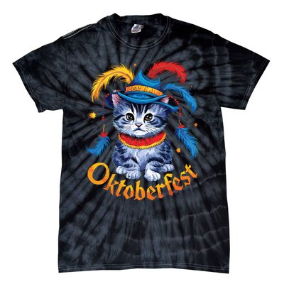 Funny Oktoberfest Cat Kitten Germany Tie-Dye T-Shirt