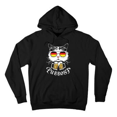 Funny Oktoberfest Cat Kitty Bavarian Drinking Beer Purrost Tall Hoodie