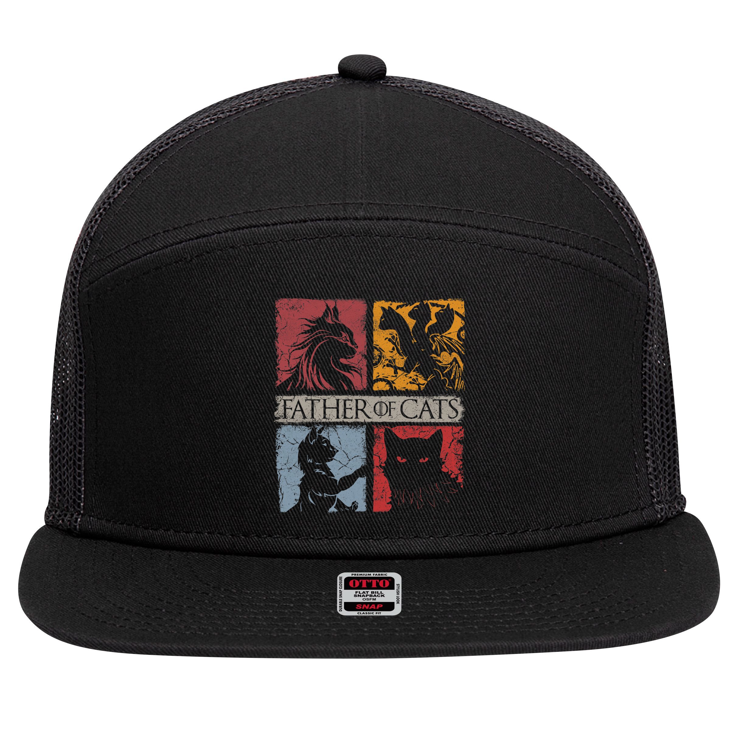 Father Of Cats Cat Lovers Cat Dad Fabulous 7 Panel Mesh Trucker Snapback Hat