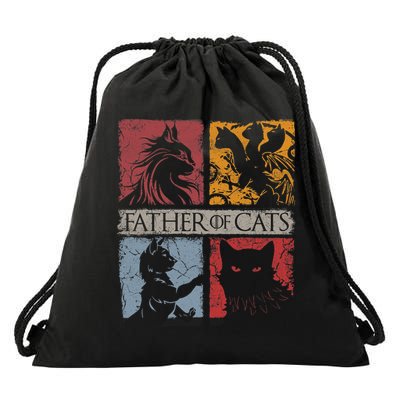 Father Of Cats Cat Lovers Cat Dad Fabulous Drawstring Bag