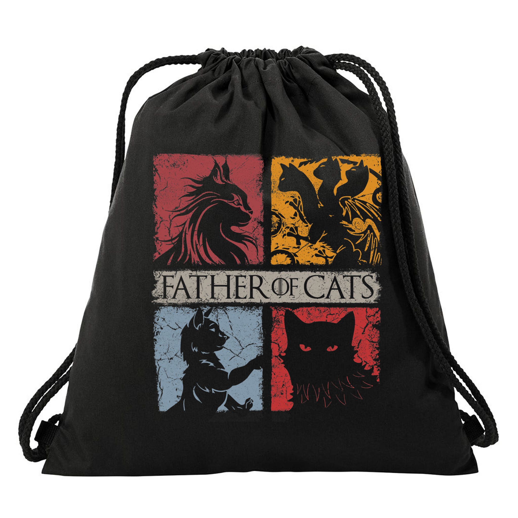 Father Of Cats Cat Lovers Cat Dad Fabulous Drawstring Bag