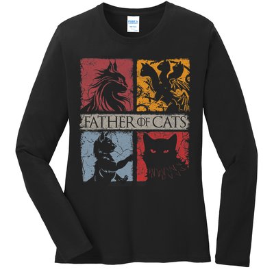 Father Of Cats Cat Lovers Cat Dad Fabulous Ladies Long Sleeve Shirt