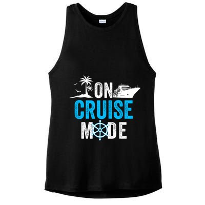 Funny On Cruise Mode Funny Cruise Ship On Cruise Mode Funny Cruise Vacation Ladies PosiCharge Tri-Blend Wicking Tank