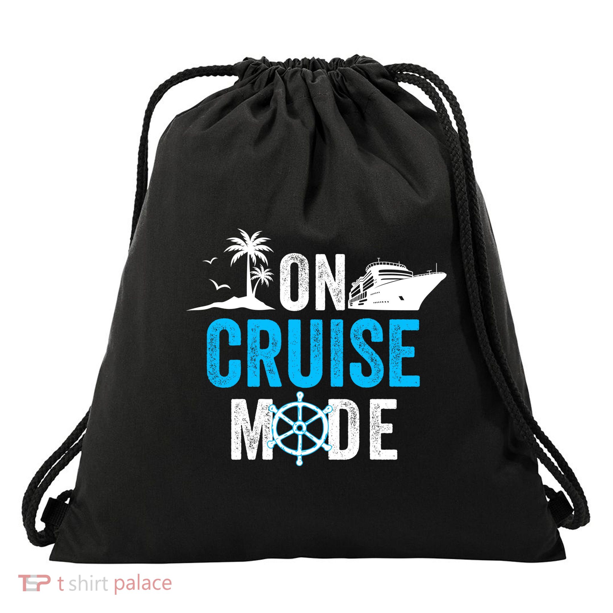 Funny On Cruise Mode Funny Cruise Ship On Cruise Mode Funny Cruise Vacation Drawstring Bag