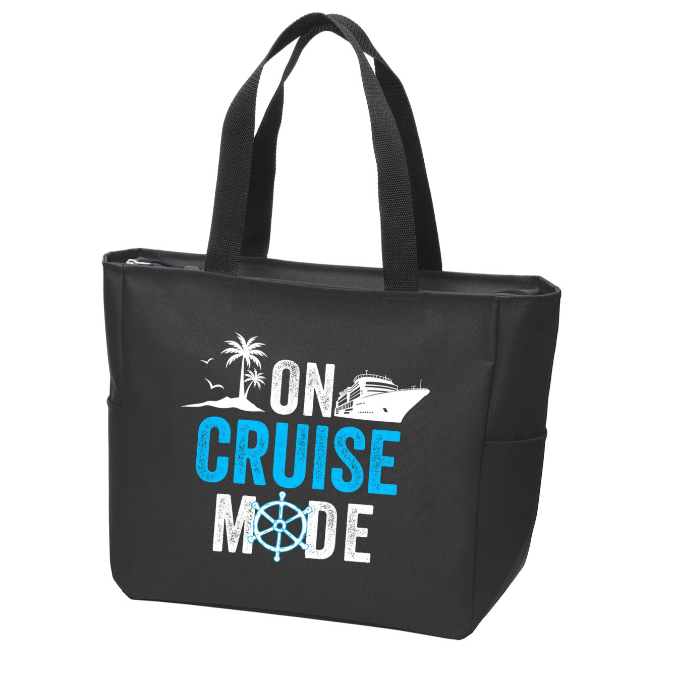 Funny On Cruise Mode Funny Cruise Ship On Cruise Mode Funny Cruise Vacation Zip Tote Bag