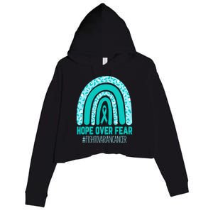 Fight Ovarian Cancer Awareness Teal Ribbon Products Crop Fleece Hoodie