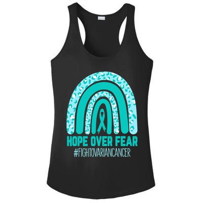 Fight Ovarian Cancer Awareness Teal Ribbon Products Ladies PosiCharge Competitor Racerback Tank