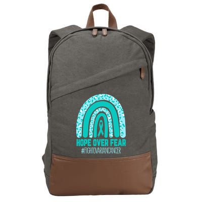 Fight Ovarian Cancer Awareness Teal Ribbon Products Cotton Canvas Backpack