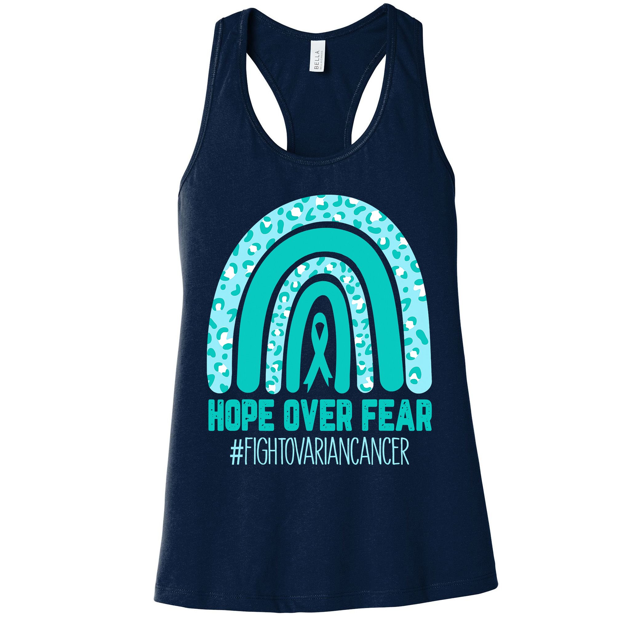 Fight Ovarian Cancer Awareness Teal Ribbon Products Womens Tank Top