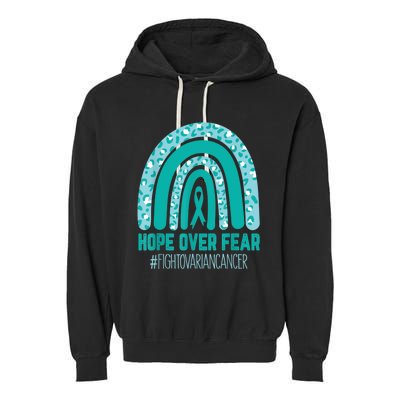 Fight Ovarian Cancer Awareness Teal Ribbon Products Garment-Dyed Fleece Hoodie