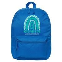 Fight Ovarian Cancer Awareness Teal Ribbon Products 16 in Basic Backpack