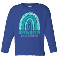 Fight Ovarian Cancer Awareness Teal Ribbon Products Toddler Long Sleeve Shirt