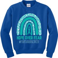 Fight Ovarian Cancer Awareness Teal Ribbon Products Kids Sweatshirt