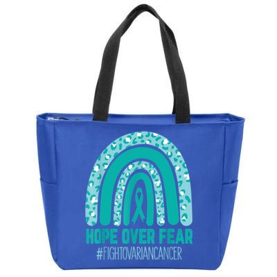 Fight Ovarian Cancer Awareness Teal Ribbon Products Zip Tote Bag