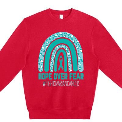 Fight Ovarian Cancer Awareness Teal Ribbon Products Premium Crewneck Sweatshirt