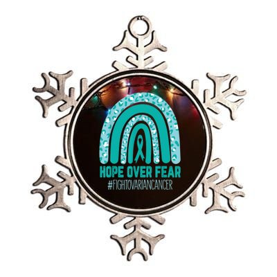 Fight Ovarian Cancer Awareness Teal Ribbon Products Metallic Star Ornament