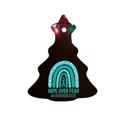 Fight Ovarian Cancer Awareness Teal Ribbon Products Ceramic Tree Ornament