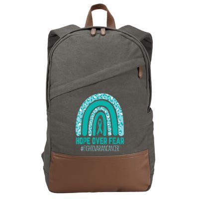 Fight Ovarian Cancer Awareness Teal Ribbon Products Cotton Canvas Backpack