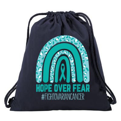 Fight Ovarian Cancer Awareness Teal Ribbon Products Drawstring Bag