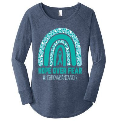 Fight Ovarian Cancer Awareness Teal Ribbon Products Women's Perfect Tri Tunic Long Sleeve Shirt