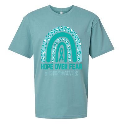 Fight Ovarian Cancer Awareness Teal Ribbon Products Sueded Cloud Jersey T-Shirt