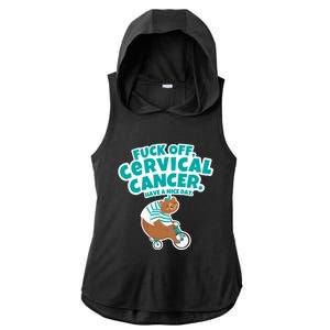 Fuck Off Cervical Cancer Bear Gift Ladies PosiCharge Tri-Blend Wicking Draft Hoodie Tank