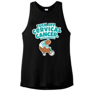 Fuck Off Cervical Cancer Bear Gift Ladies PosiCharge Tri-Blend Wicking Tank