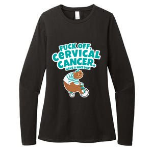 Fuck Off Cervical Cancer Bear Gift Womens CVC Long Sleeve Shirt