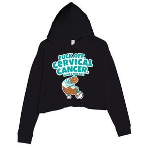 Fuck Off Cervical Cancer Bear Gift Crop Fleece Hoodie