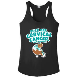 Fuck Off Cervical Cancer Bear Gift Ladies PosiCharge Competitor Racerback Tank