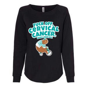 Fuck Off Cervical Cancer Bear Gift Womens California Wash Sweatshirt