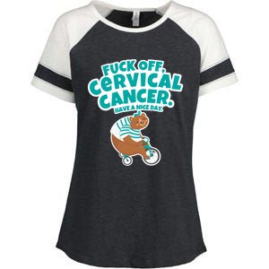 Fuck Off Cervical Cancer Bear Gift Enza Ladies Jersey Colorblock Tee