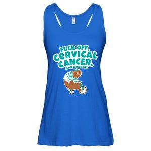 Fuck Off Cervical Cancer Bear Gift Ladies Essential Flowy Tank