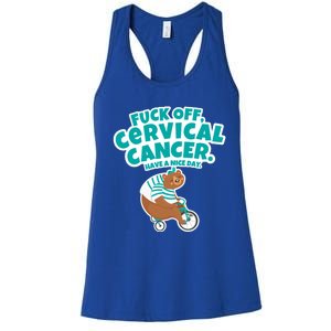 Fuck Off Cervical Cancer Bear Gift Women's Racerback Tank