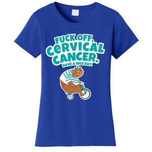 Fuck Off Cervical Cancer Bear Gift Women's T-Shirt