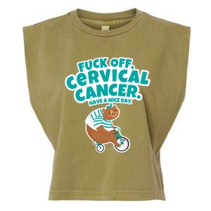 Fuck Off Cervical Cancer Bear Gift Garment-Dyed Women's Muscle Tee