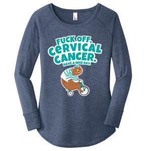 Fuck Off Cervical Cancer Bear Gift Women's Perfect Tri Tunic Long Sleeve Shirt