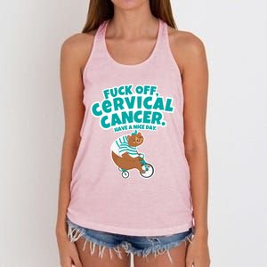 Fuck Off Cervical Cancer Bear Gift Women's Knotted Racerback Tank