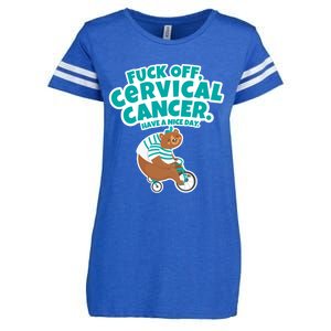 Fuck Off Cervical Cancer Bear Gift Enza Ladies Jersey Football T-Shirt