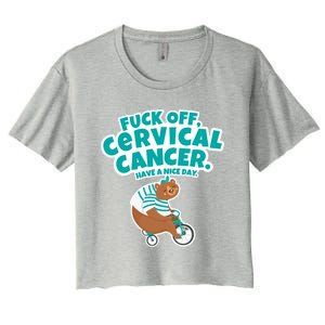 Fuck Off Cervical Cancer Bear Gift Women's Crop Top Tee