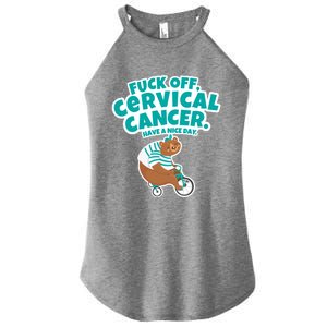 Fuck Off Cervical Cancer Bear Gift Women's Perfect Tri Rocker Tank