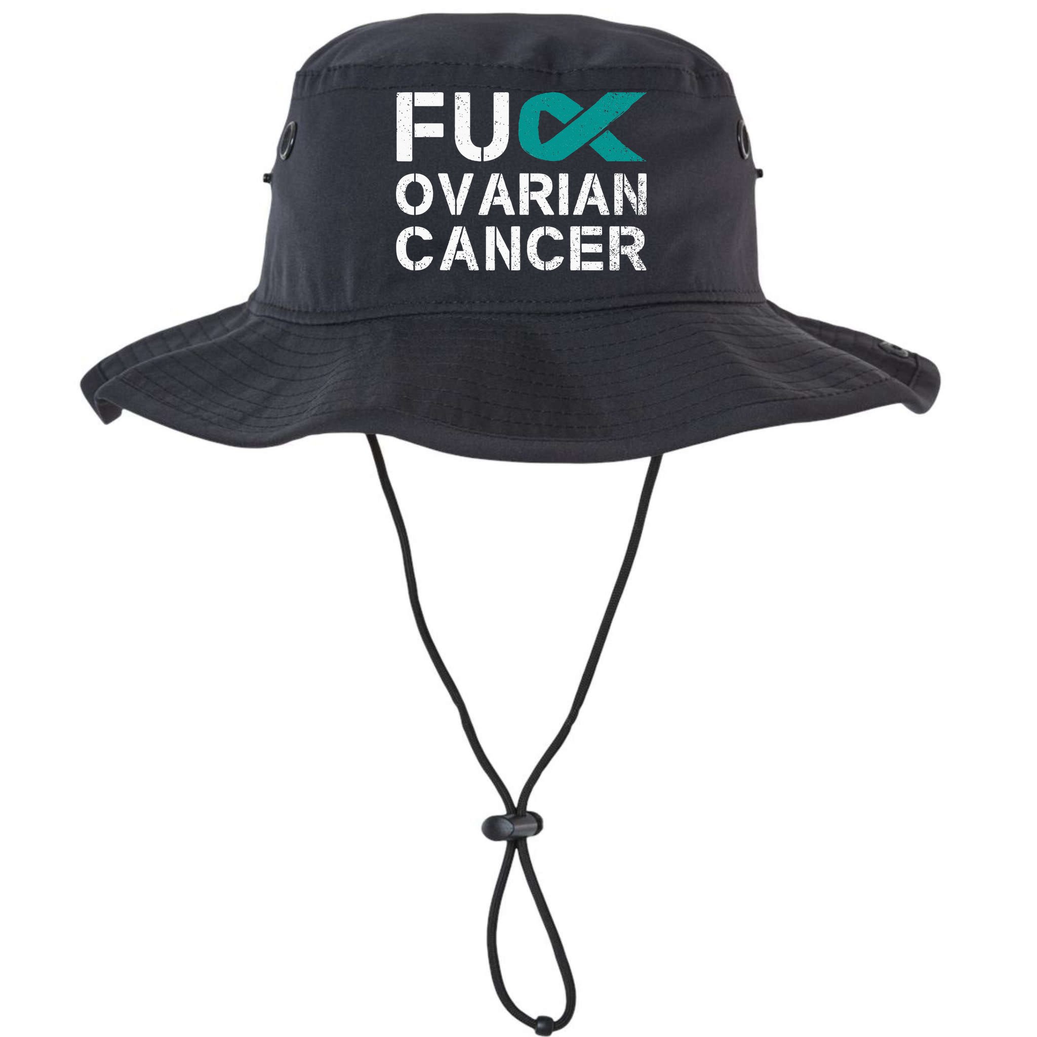 Fuck Ovarian Cancer Awareness Teal Ribbon Warrior Survivor Bucket Hat