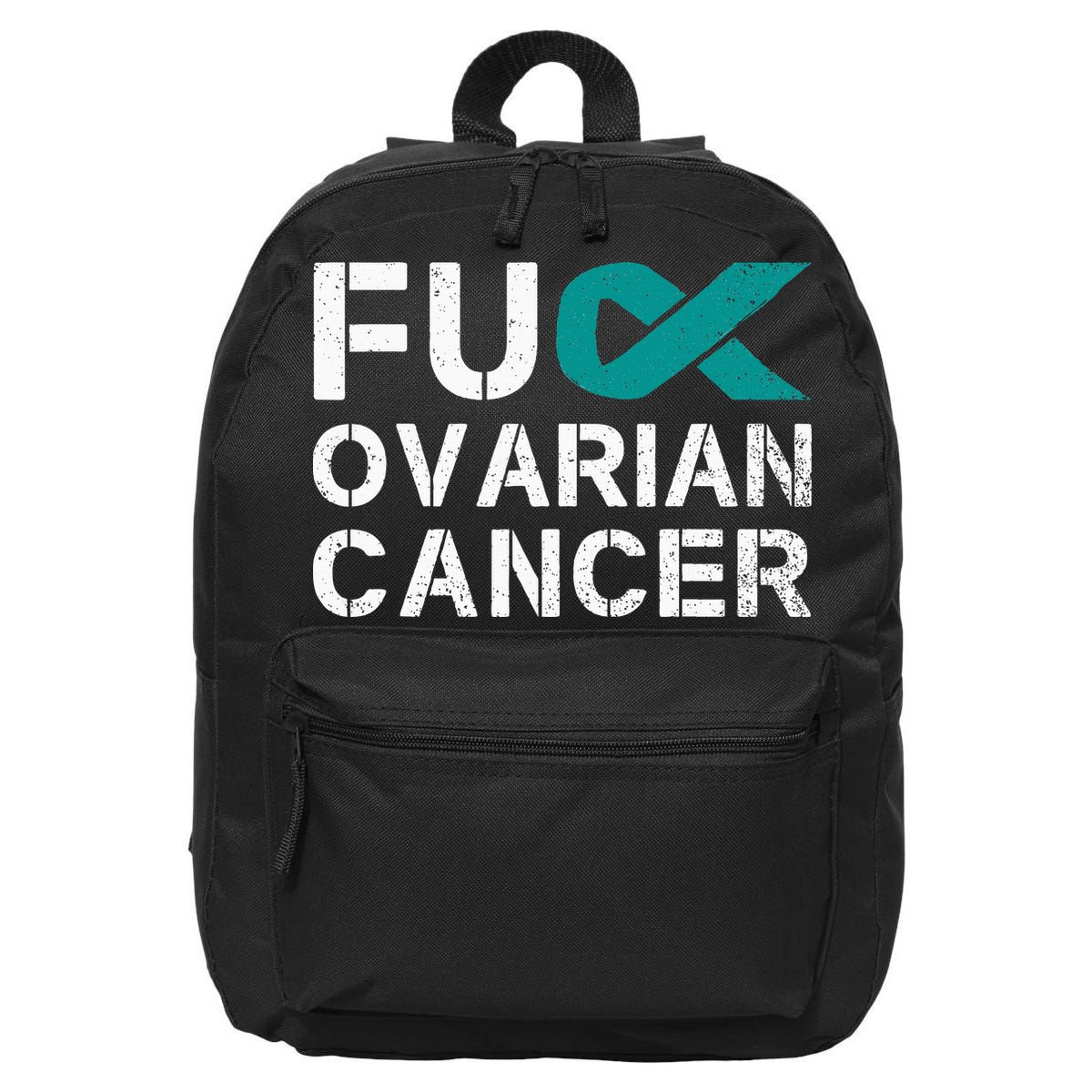 Fuck Ovarian Cancer Awareness Teal Ribbon Warrior Survivor 16 in Basic Backpack