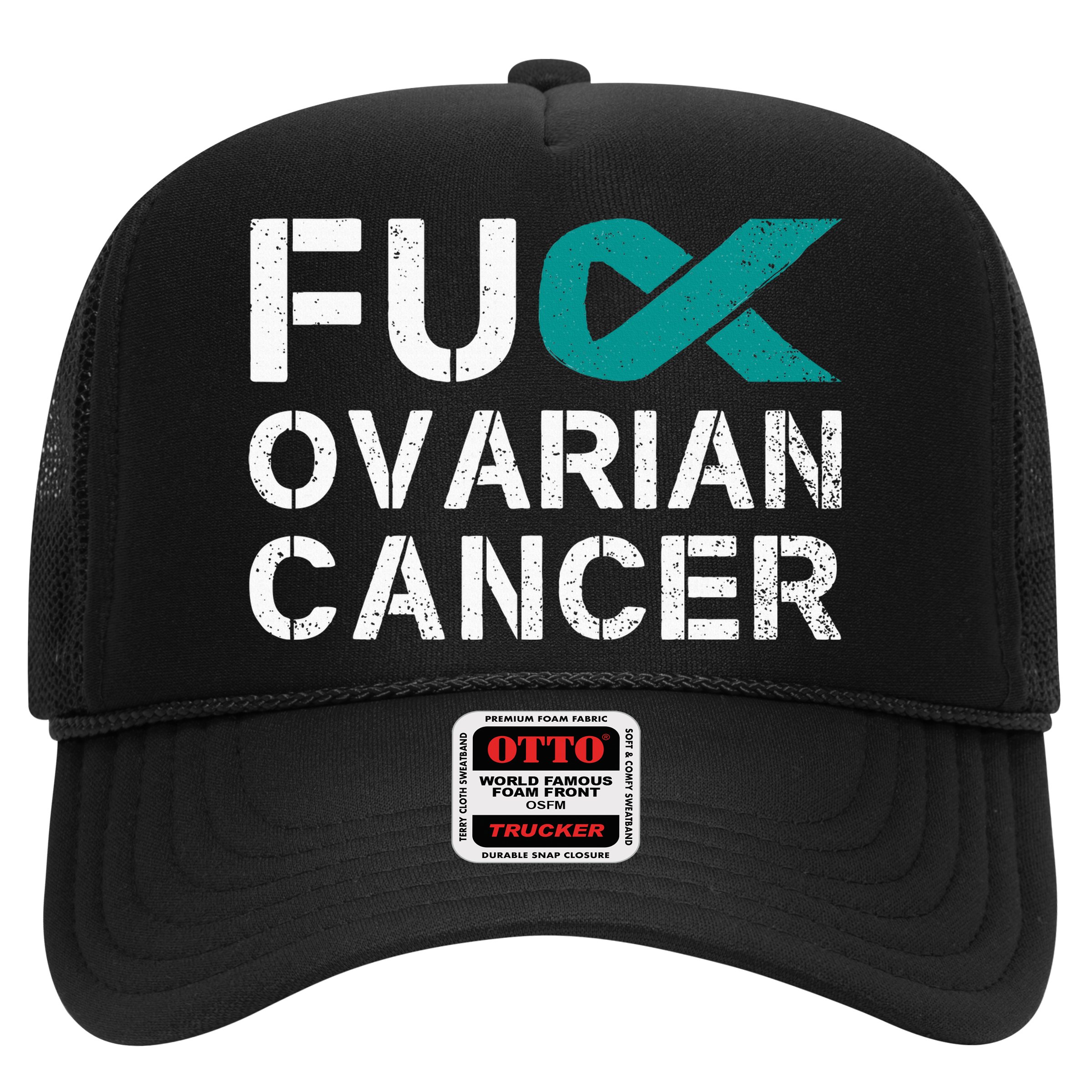 Fuck Ovarian Cancer Awareness Teal Ribbon Warrior Survivor Hat