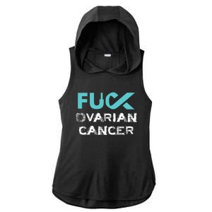 Fuck Ovarian Cancer Awareness Gift Ladies PosiCharge Tri-Blend Wicking Draft Hoodie Tank